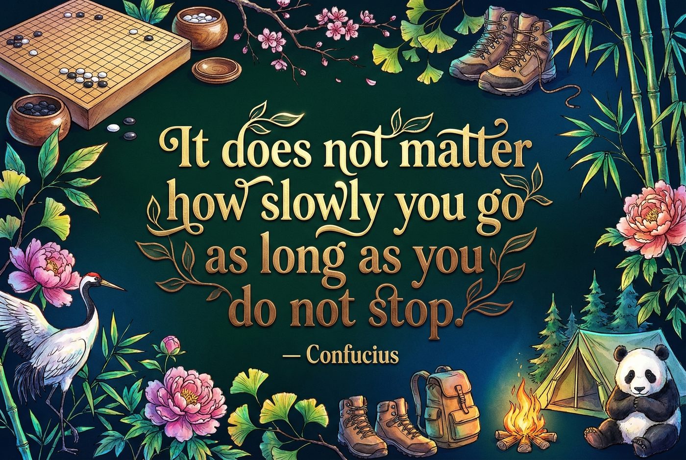Resilience — It Does Not Matter How Slowly You Go — Confucius — Nature China Go inspirational print