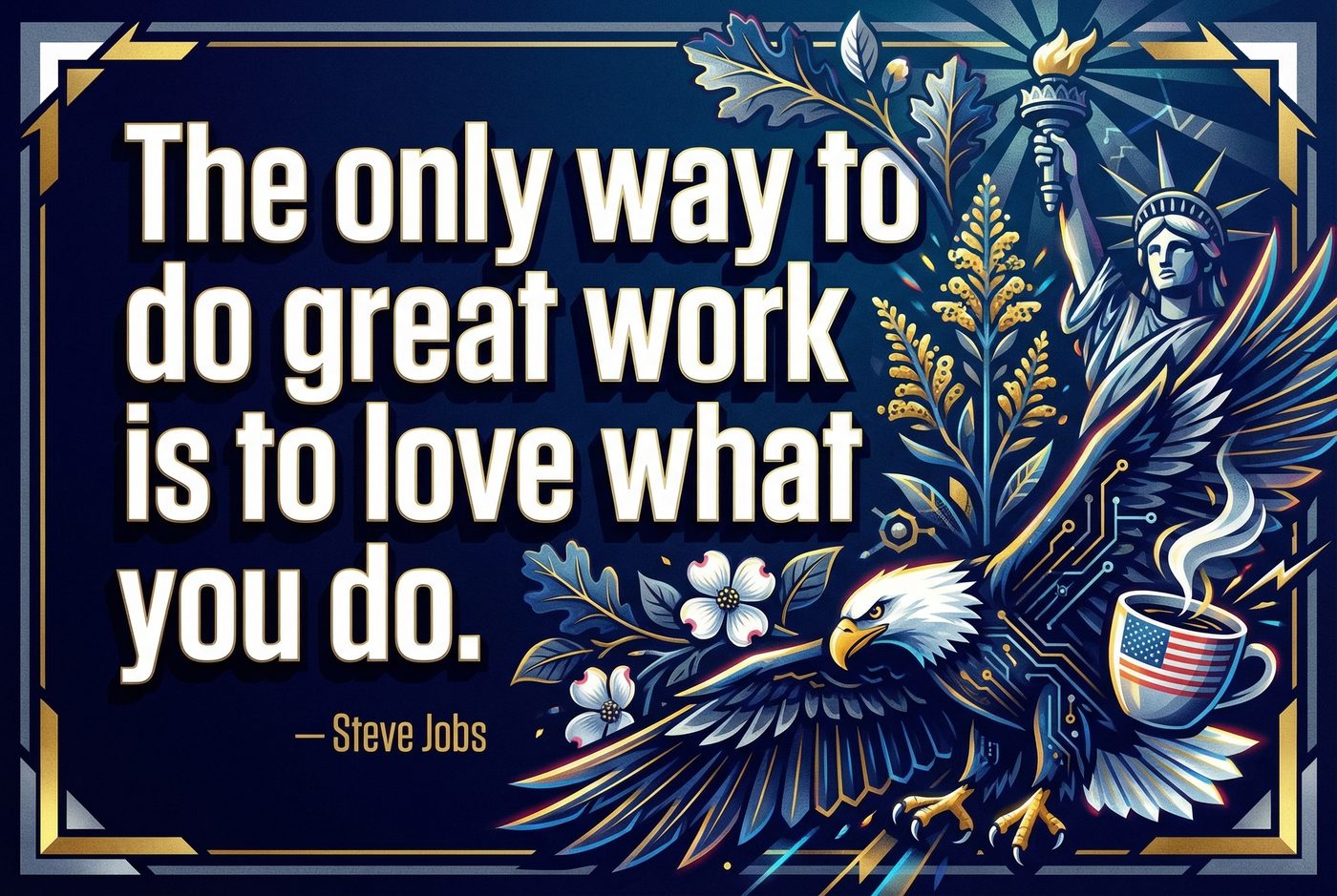 Growth Mindset — The Only Way to Do Great Work Is to Love What You Do — Steve Jobs — Modern Technology inspirational print