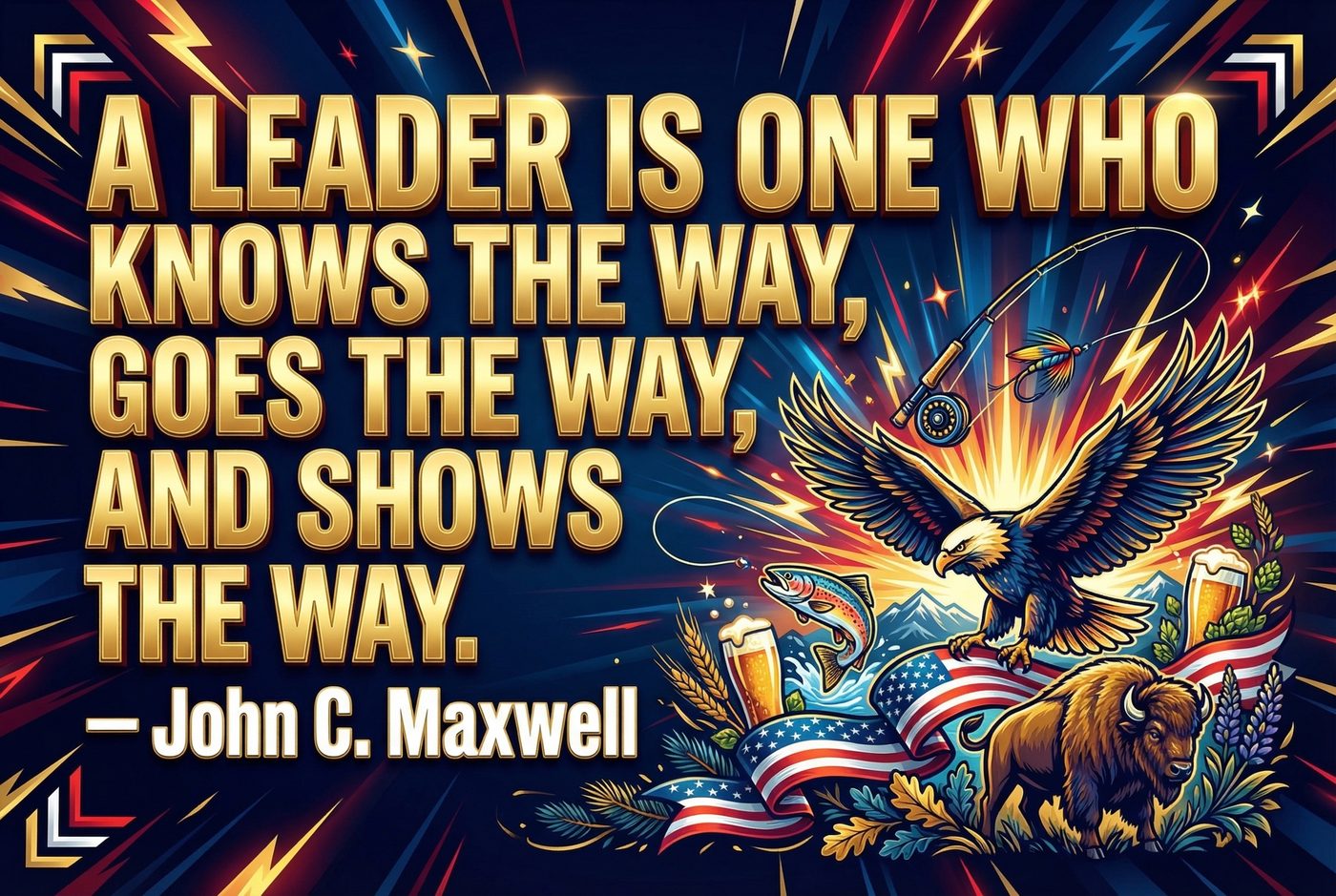 Leadership — A Leader Is One Who Knows the Way — John C. Maxwell — Bold USA inspirational print