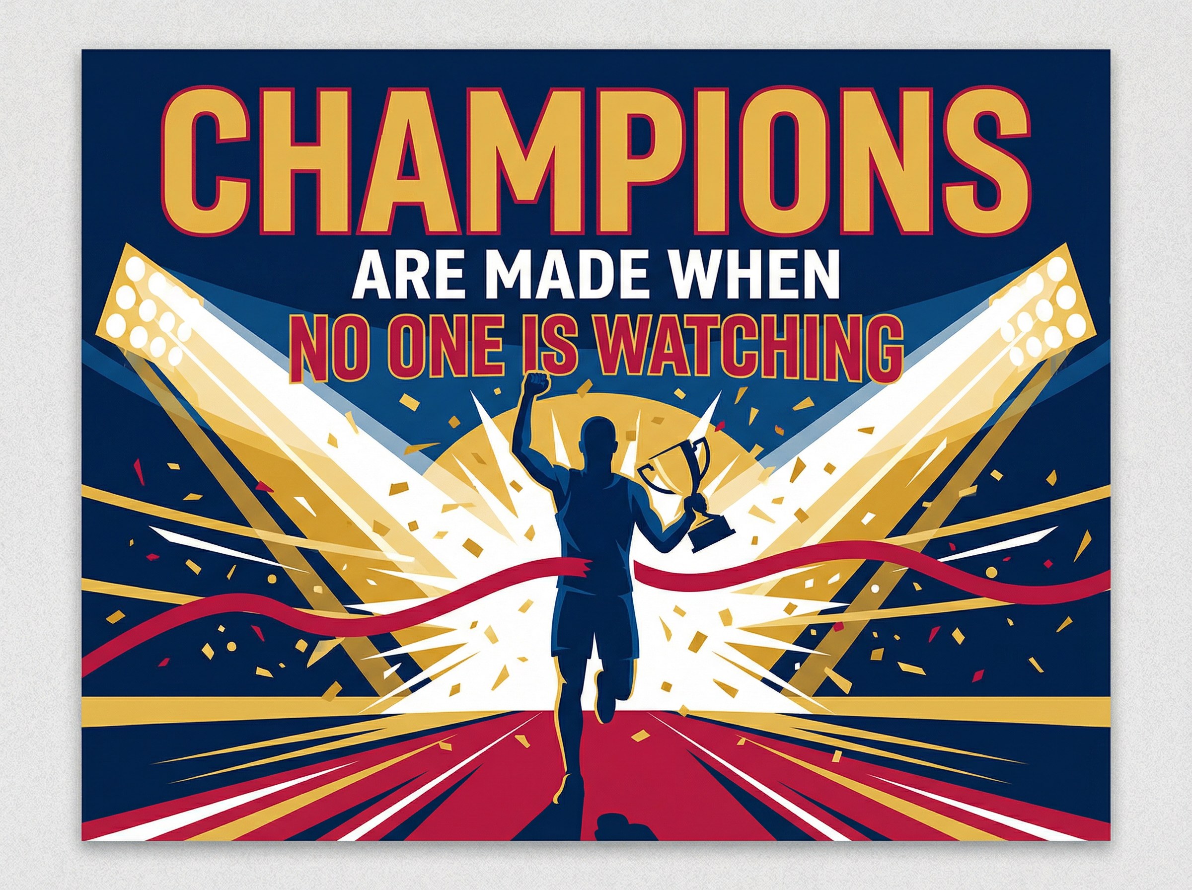Athletic Excellence — Champions Are Made When No One Is Watching — Championship sign