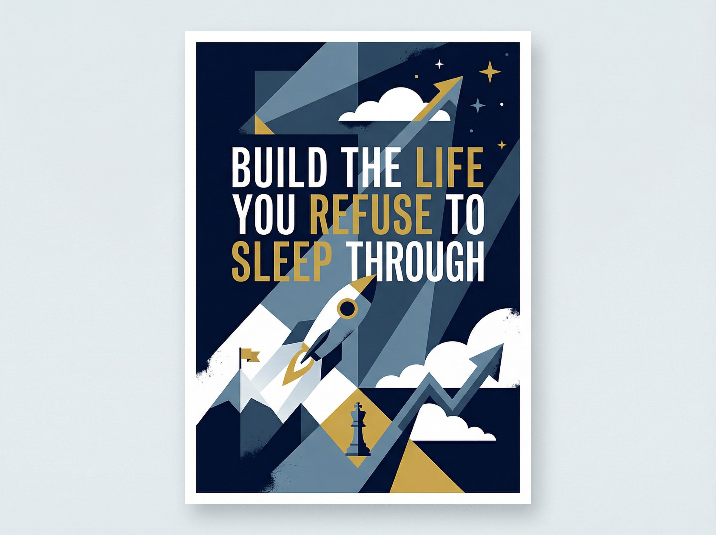 Entrepreneurship — Build the Life You Refuse to Sleep Through — Modern sharp sign