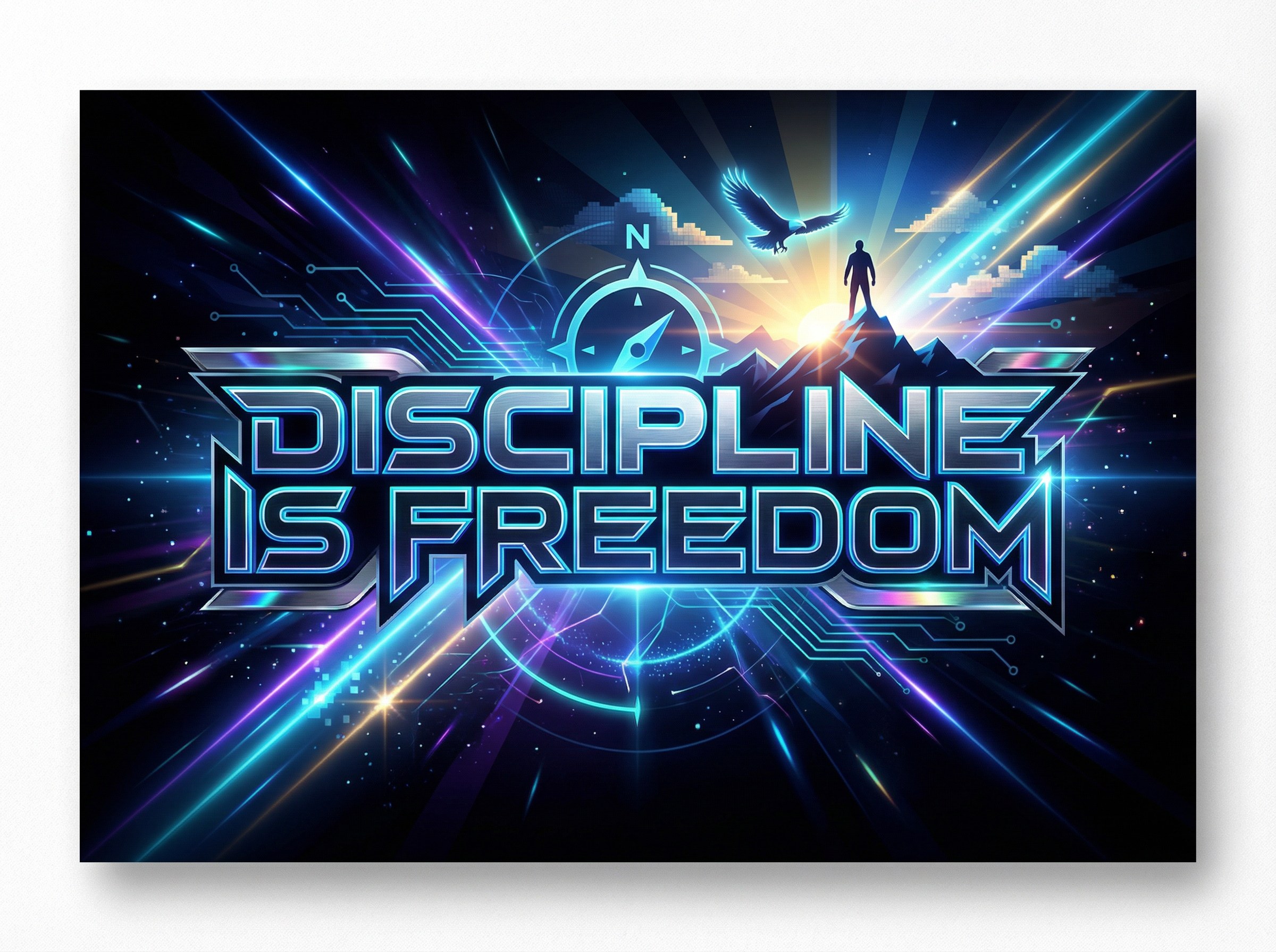 Discipline — Discipline Is Freedom — Sci-Fi futuristic inspirational sign