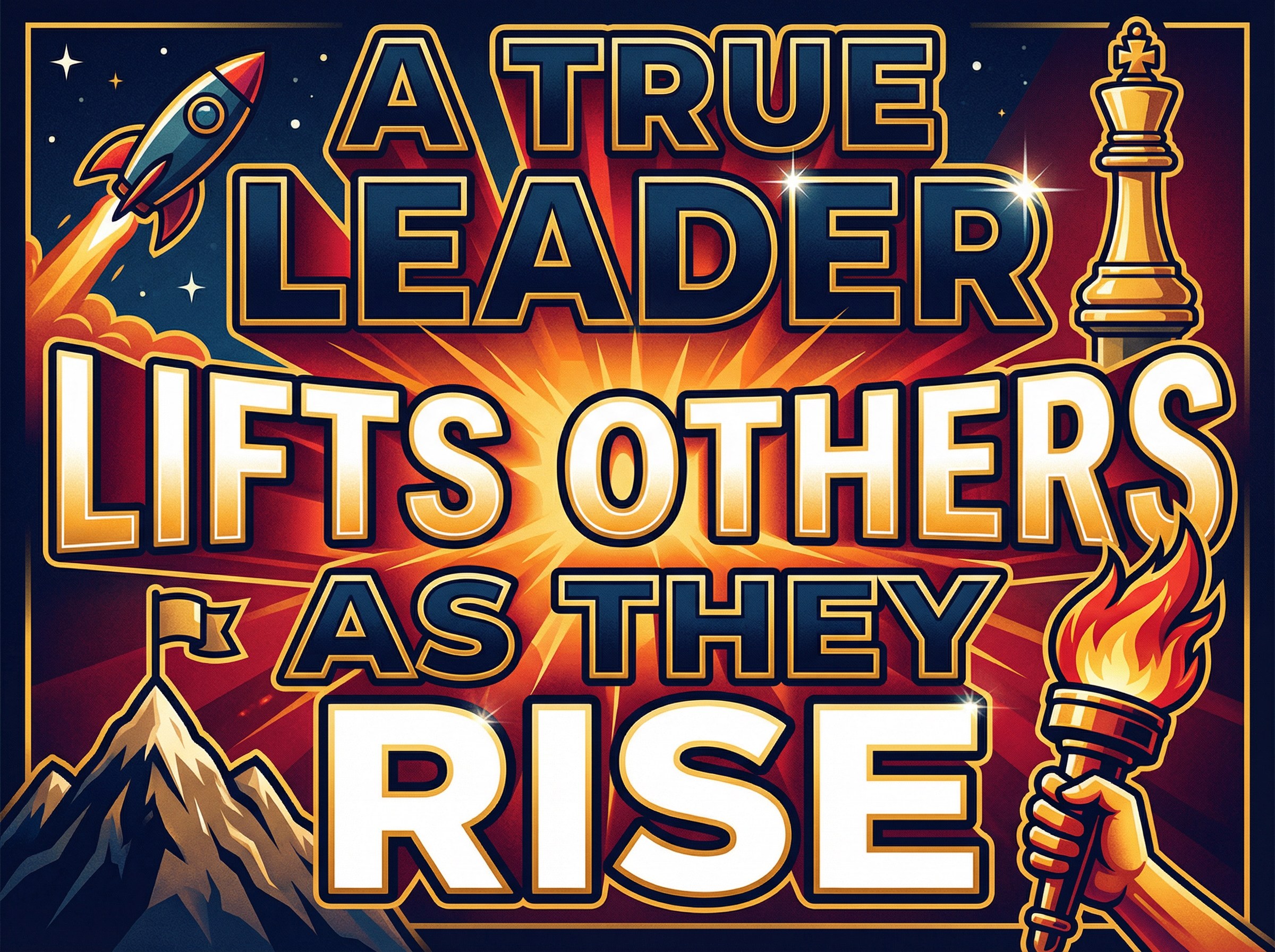 Leadership — A True Leader Lifts Others As They Rise — Bold powerful sign